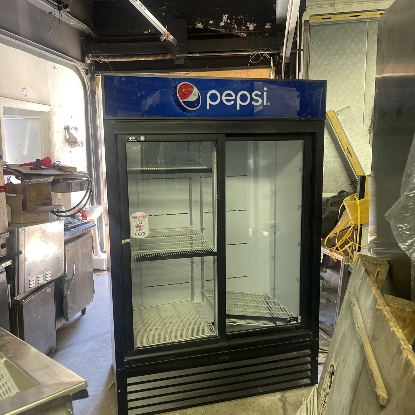 QBD CD45 2 GLASS SLIDING DOOR REFRIGERATOR PEPSI MERCHANDISER USED